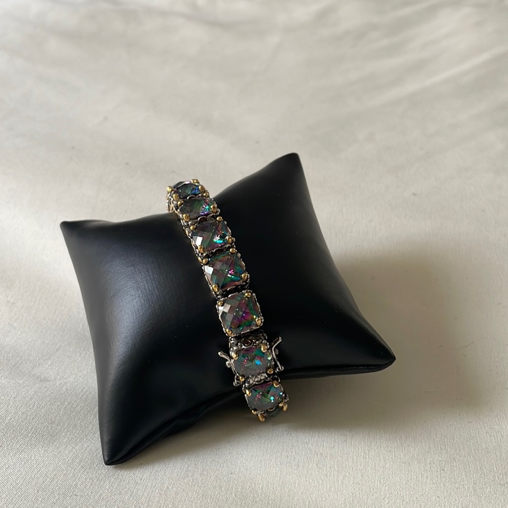 Stunning jewel toned bracelet with gold and silver accents
